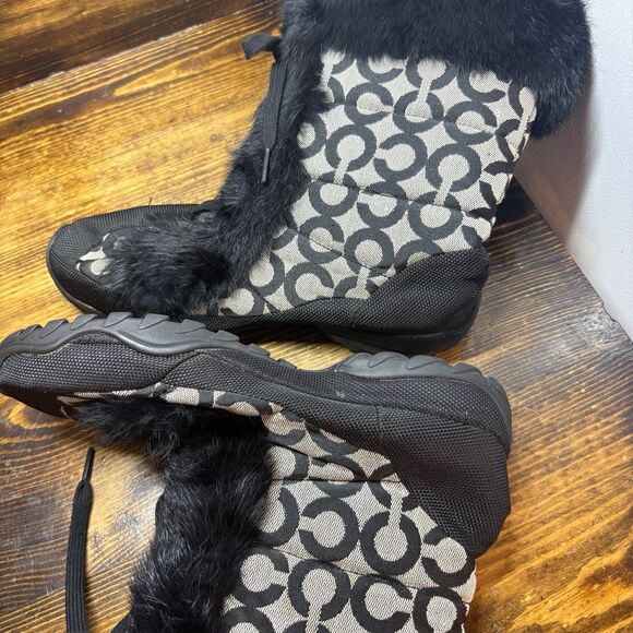 Coach Jennie Black And Gray Fur Lined Boots Size 8.5 - Picture 7 of 11